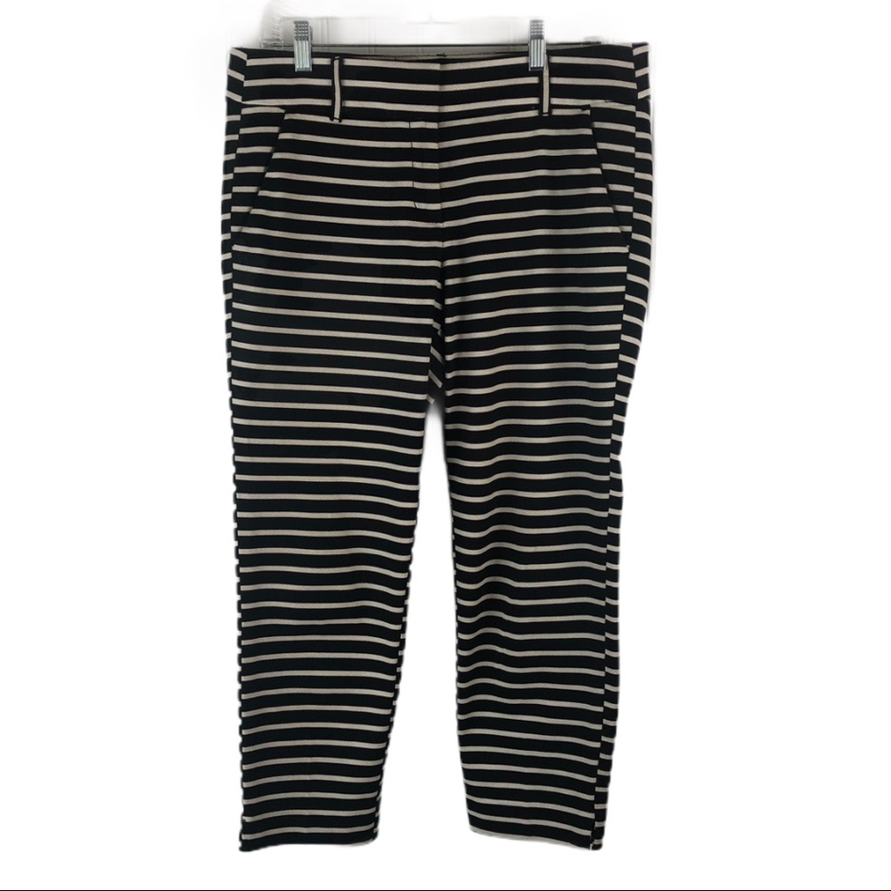 LOFT Ann Taylor Black White Striped Pant Rivera